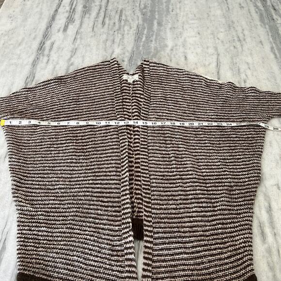 Pink Rose Brown and Cream Striped Open Front Cardigan Sweater Woman's Size Small - Picture 6 of 10